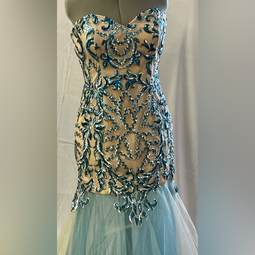 Baby blue sequin formal dress